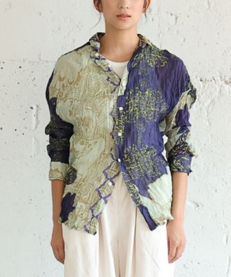 ＜BASCO (Women/大きいサイズ)＞くさしゃつ　てくまくまや　ぎん　Ｋｕｓａ　Ｋａｎｍｕｒｉ　シルクコットンシャツ　４３０８４５１ー５０