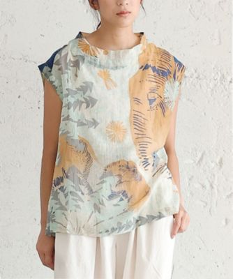 BASCO (Women/大きいサイズ)/バスコ はなとぞうさん あさ とっぷ[KusaKanmuri シルクコットントップス] 4308852ー50