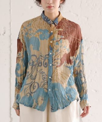 ＜BASCO (Women/大きいサイズ)＞くさしゃつ　きたかぜとたいよう　かぜ［Ｋｕｓａ　Ｋａｎｍｕｒｉ　シルクコットンシャツ］　４３０９５５３ー５０