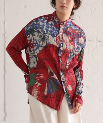 ＜BASCO (Women/大きいサイズ)＞くさしゃつ　さかなのせかい　あさ　［Ｋｕｓａ　Ｋａｎｍｕｒｉ　シルクコットンシャツ］　４３０９８５３ー５０