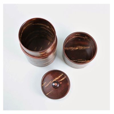 角館伝四郎　総皮茶筒　中長　無地