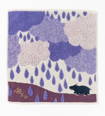 ＜morita MiW＞ガーゼパイルハンカチ　『カバと静かな雨』／パープル