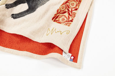 イヌ ティータオル 黒犬チョークと赤斑犬のテン 裏パイル レッド 三越伊勢丹オンラインストア 公式