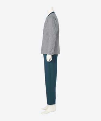 襟なし　かぶり　長袖パジャマ