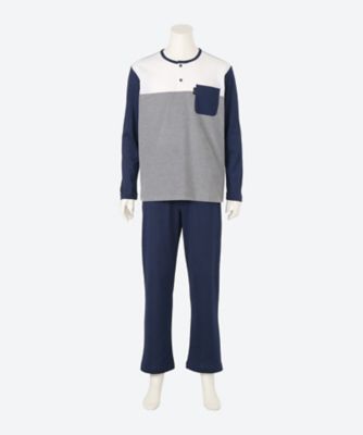 ＜LANVIN COLLECTION (Men)＞襟なし　かぶり　長袖パジャマ