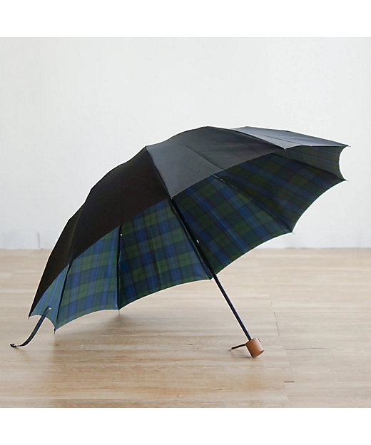  甲州織 雨晴兼用折り畳み傘 プレイド 10本骨 ブラック 傘・日傘