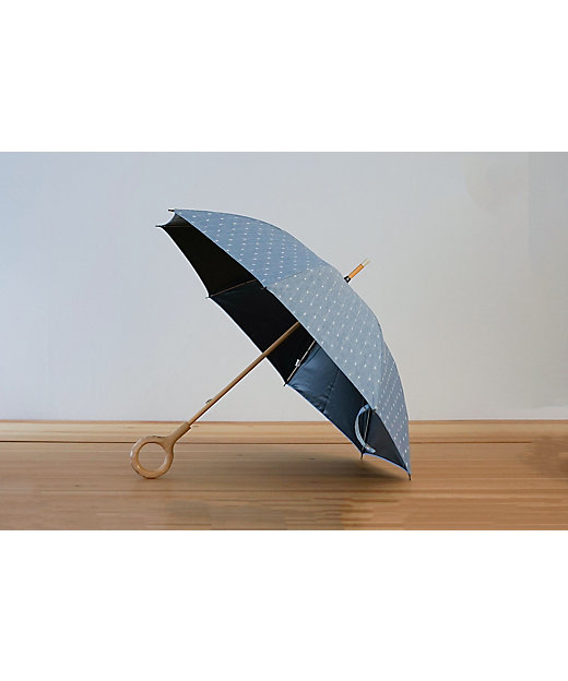  日傘・晴雨兼用長傘 フリンジドットシェード 8本骨 ブルー 傘・日傘