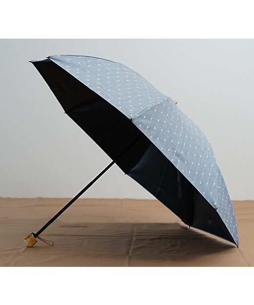 ＜三越伊勢丹/公式＞ 日傘・晴雨兼用折り畳み傘 フリンジドットシェード 8本骨 ブルー 傘・日傘