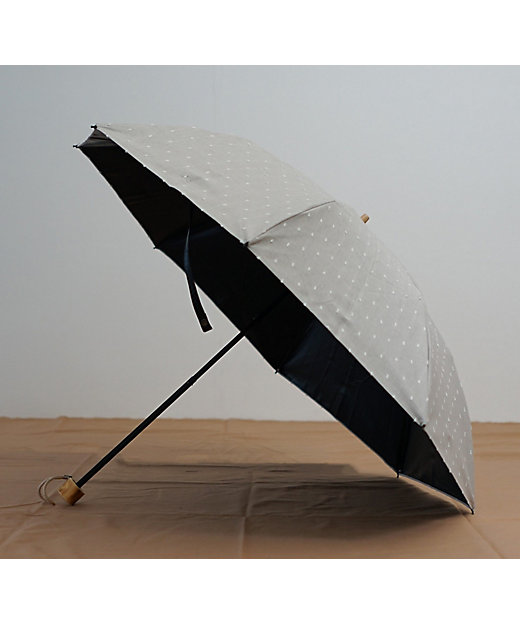  日傘・晴雨兼用折り畳み傘 フリンジドットシェード 8本骨 グレー 傘・日傘