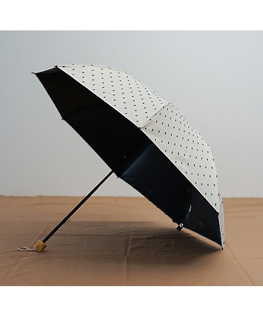  日傘・晴雨兼用折り畳み傘 フリンジドットシェード 8本骨 アイボリー 傘・日傘