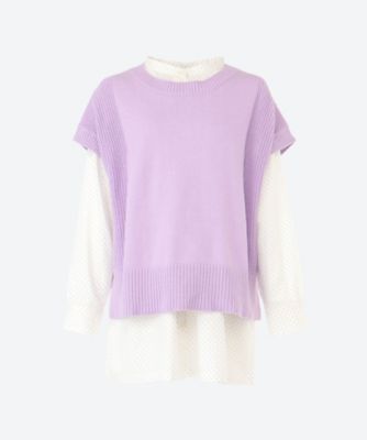 green nout (Women/大きいサイズ)/グリーンノート ベスト＋ツイルドットプリントブラウス　セット企画