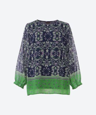 ＜green nout (Women/大きいサイズ)＞ジョーゼットスカーフプリントＢＬ　プラスサイズ