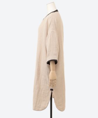 コットンリネンダブルガーゼロングシャツ
