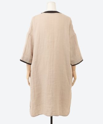 コットンリネンダブルガーゼロングシャツ