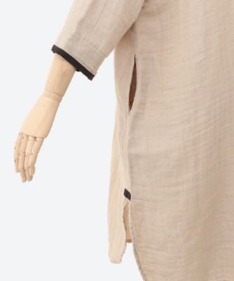 コットンリネンダブルガーゼロングシャツ