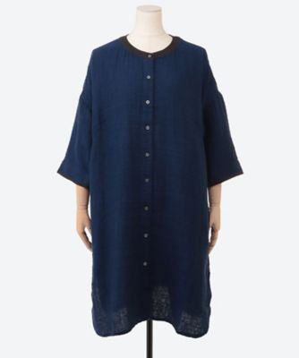 コットンリネンダブルガーゼロングシャツ