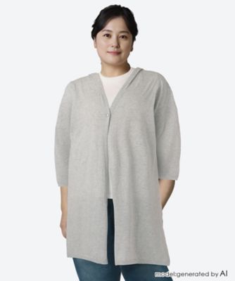 ＜green nout (Women/大きいサイズ)＞ハイツイストコットンＵＶ加工カーディガン