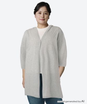 ＜green nout (Women/大きいサイズ)＞ハイツイストコットンＵＶ加工カーディガン　プラスサイズ