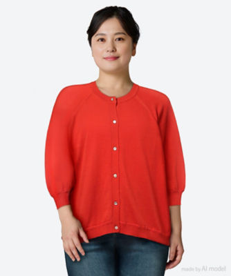＜green nout (Women/大きいサイズ)＞ハイツイストコットンカーディガン