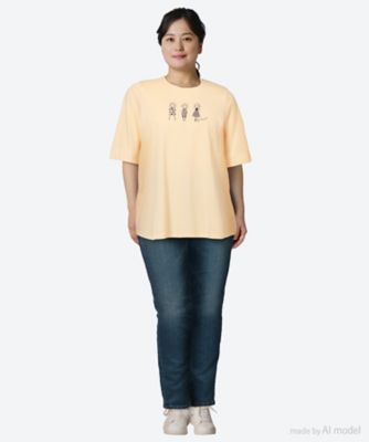 柔らかな質感の | 天竺モチーフ刺繍Tシャツ green (Women/大きいサイズ nout トップス