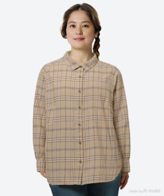 ＜green nout (Women/大きいサイズ)＞ビエラチェック起毛シャツ　プラスサイズ　４７５５６０３