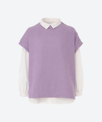 ＜green nout (Women/大きいサイズ)＞セット企画　ニットソー　＋　ブロードシャツ　プラスサイズ　４７５２６１６