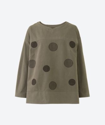 green nout (Women/大きいサイズ)/グリーンノート コットンツイル起毛 ドット刺繍ブラウス 4705611