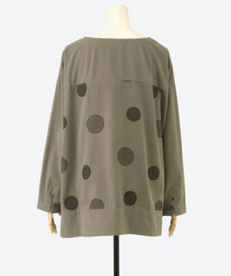 グリーンノート（gree*n[nout]）/コットンツイル起毛ブラウス〈ドット刺繍〉【グリーンノート】【大きいサイズ】【１３号・１５号・１… コットンツイル起毛 ドット刺繍ブラウス プラスサイズ 4755611