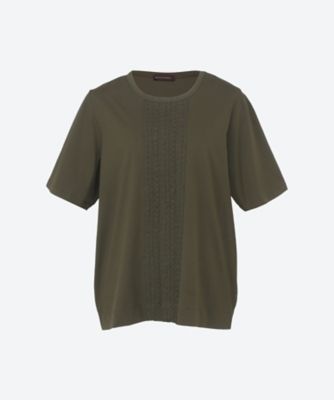 ガールモチーフ刺繍入りAラインカットソー【グリーンノート】【大きいサイズ】【13号・15号・19号】 ガールモチーフ刺繍入りAラインカットソー【グリーンノート
