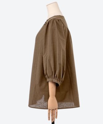 リネン混チェックブラウス 5705601 | green nout (Women/大きい