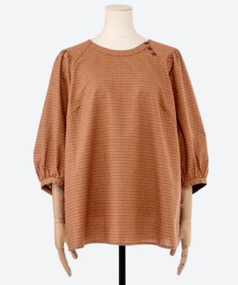 リネン混チェックブラウス 5705601 | green nout (Women/大きい