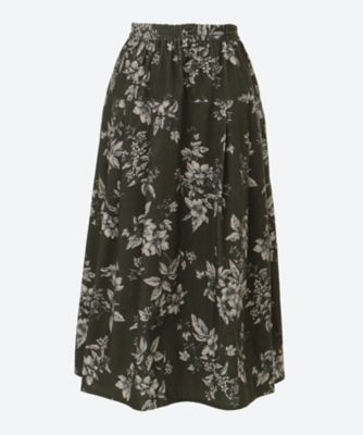 ＜green nout (Women/大きいサイズ)＞コーデュロイ　フラワープリントスカート　５７０３６０１