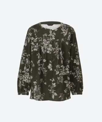 ＜green nout (Women/大きいサイズ)＞コーデュロイ　フラワープリントブラウス　５７０５６０３
