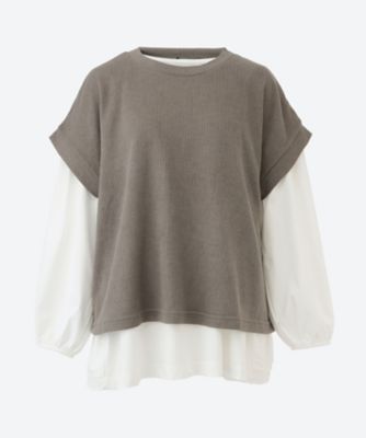 ＜green nout (Women/大きいサイズ)＞セット企画　ベスト＋カットソーチュニック　５７０２６１５