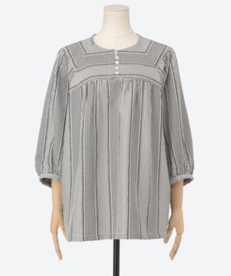 サッカーストライプ＆ギンガムブラウス 6705003 | green nout