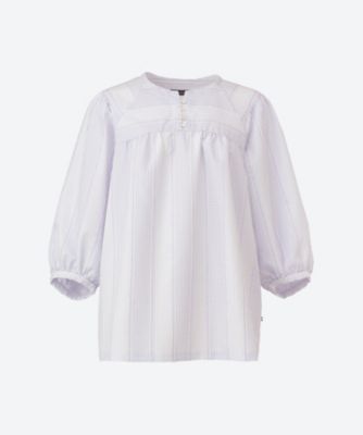 ＜green nout (Women/大きいサイズ)＞サッカーストライプ＆ギンガムブラウス　６７０５００３