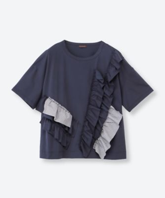 ＜green nout (Women/大きいサイズ)＞接触冷感　天竺フリルカットソー　６７０２１０６