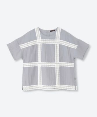 ＜green nout (Women/大きいサイズ)＞レーヨンナイロンレースブラウス　６７０５１０４