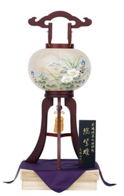 ＜盆提灯・行灯＞【三越カタログＮｏ．１６】紫檀二重張　芙蓉に桔梗