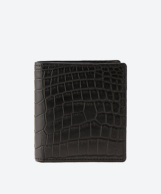  マットクロコ コンパクト札入れ 01ブラック 財布・マネークリップ