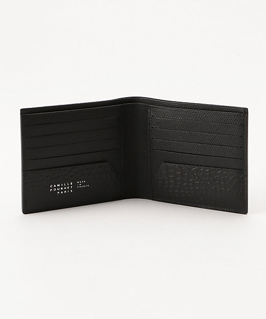 ＜三越伊勢丹/公式＞ 二つ折財布 小銭入れなし ブラック×ブラック 財布・マネークリップ画像
