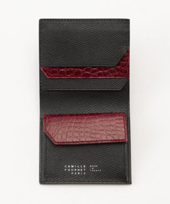 2箇所カミーユフォルネ 二つ折り財布 コンパクト 黒 トリヨン