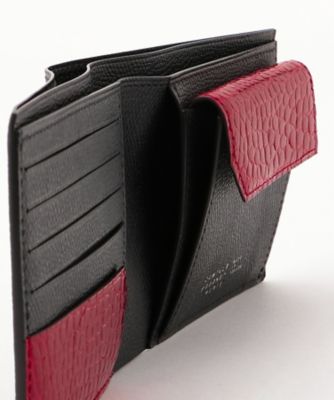 カミーユフォルネ　二つ折り財布 黒/赤 二つ折財布 小銭入れ付 | Camille Fournet/カミーユ・フォルネ