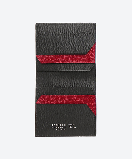 ＜三越伊勢丹/公式＞ コンパクト二つ折財布 カード ブラック×レッド 財布・マネークリップ
