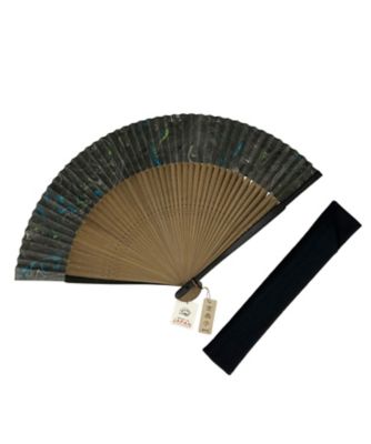 ＜白竹堂＞京扇子　墨流し（扇子袋付／桐箱入）