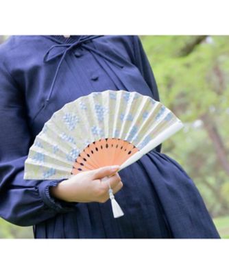 扇子 ミモザ（タッセル・扇子袋付／桐箱入） | 白竹堂/ハクチクドウ