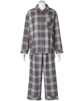 KID BLUE (Women)/キッドブルー トリプルガーゼオンブレーチェック 長袖パジャマ KUCK523 チャコール ルームウェア【三越伊勢丹/公式】