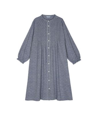 ＜KID BLUE (Women)＞２６ドビードットシャンブレー　長袖ナイティ　ＫＮＤＬ５２１