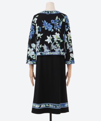 レオナール【2024年伊勢丹限定品】花柄リボン付き七分袖ワンピース レオナール【2024年伊勢丹限定品】花柄リボン付き七分袖