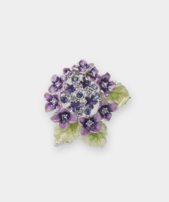 D8001【スワロフスキー】ブローチ 紫陽花 花 スワロフスキーの紫陽花ブローチ ピンク | ハンドメイドのコスチューム